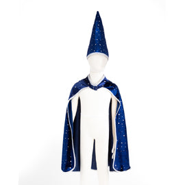 Great Pretenders | Blue & Silver Sparkle Wizard Cape & Hat Size 4-6