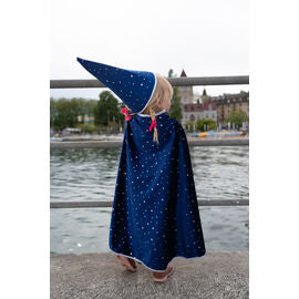 Great Pretenders | Blue & Silver Sparkle Wizard Cape & Hat Size 4-6