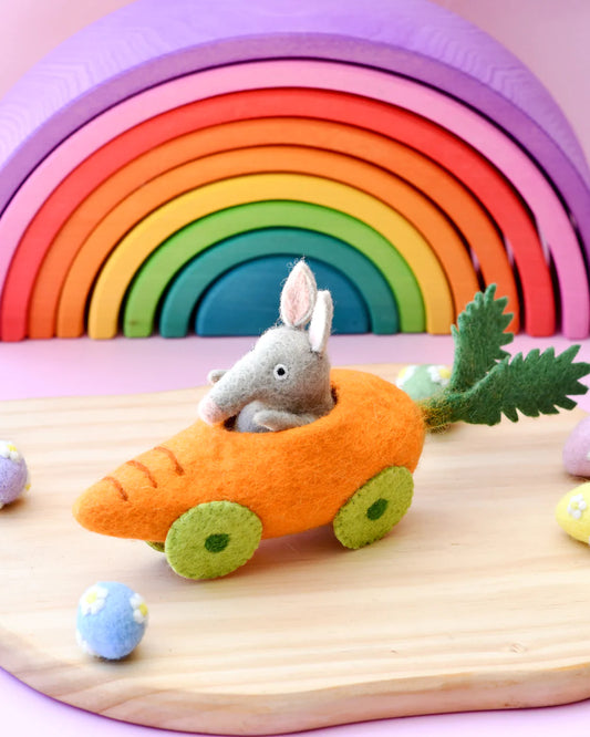Tara Treasures | Felt Rabbit/Bilby with Carrot Car
