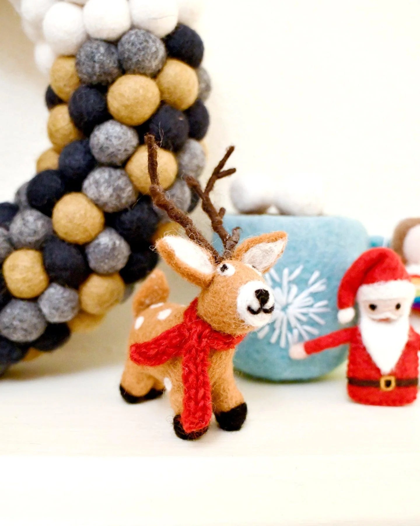 Tara Treasures | Felt Reindeer with Red Scarf