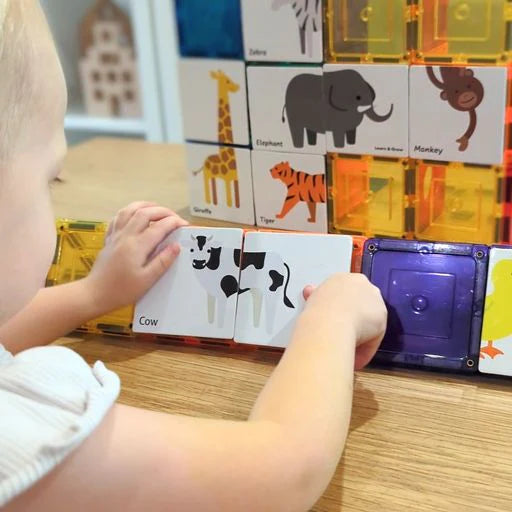 Learn & Grow Toys | Magnetic Tile Topper - Duo Animal Puzzle Pack (40 Piece)
