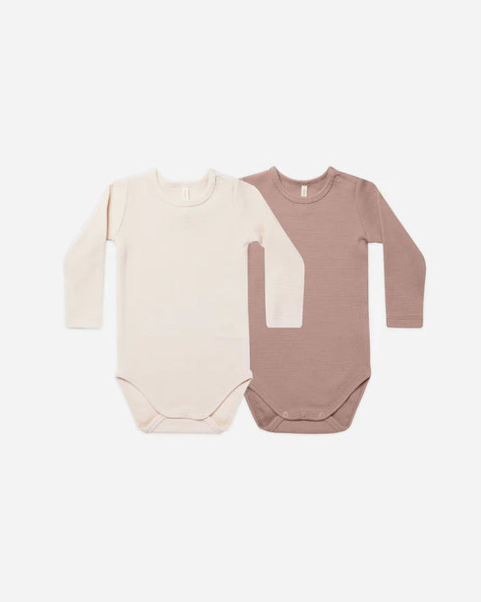 Quincy Mae | Waffle Bodysuit (2 pack) - Natural / Mauve