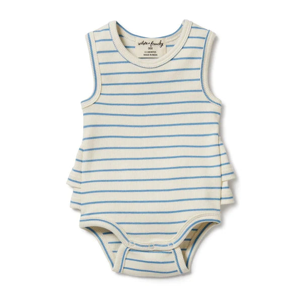 Wilson + Frenchy | Organic Ruffle Bodysuit - Petit Blue