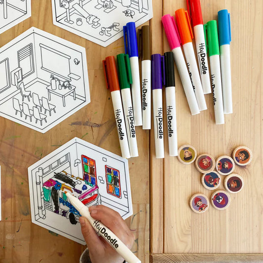 Hey Doodle | Silicone Storytelling & Colouring Playscape Tiles
