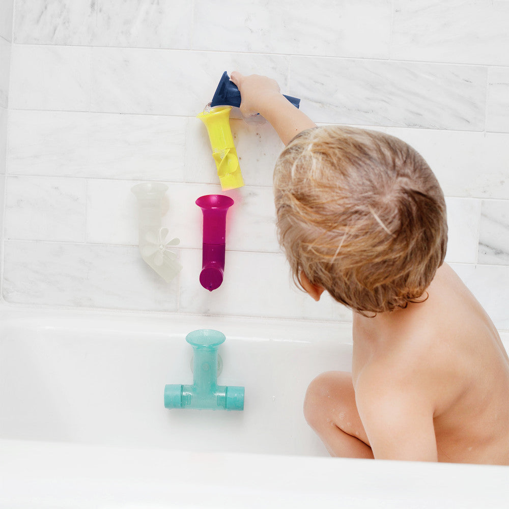 Boon | Pipes Building Bath Toy Set (Navy/Yellow)