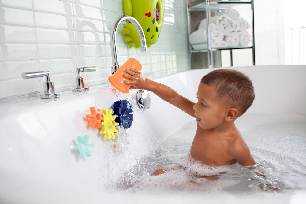 Boon | Cogs Building Bath Toy Set (Navy/Yellow)