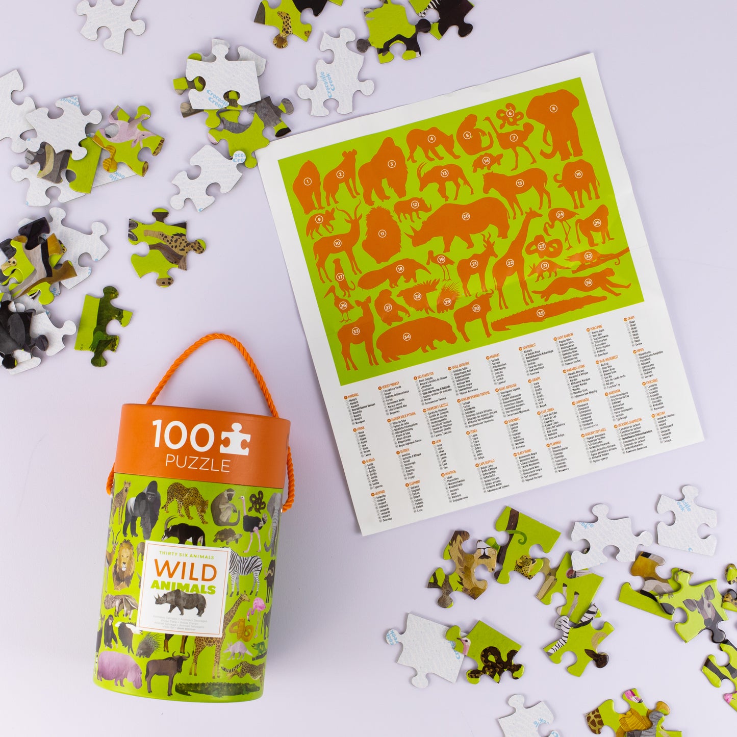 Crocodile Creek | 36 Animal Puzzle 100 pc - Wild Animals