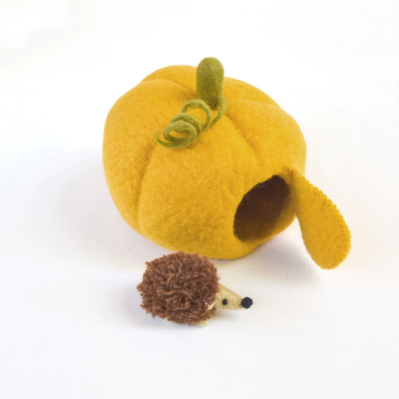 Tara Treasures | Felt Pumpkin House with Hedgehog Toy