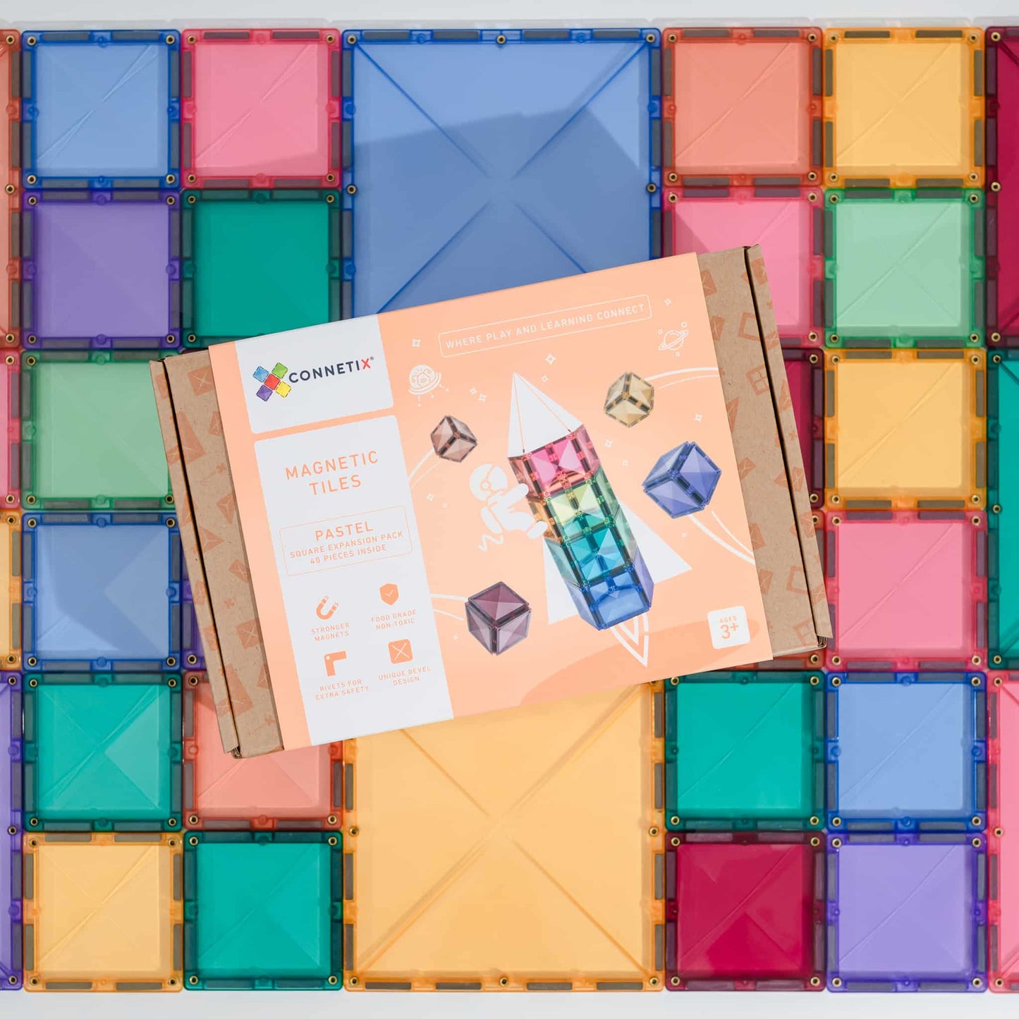 Connetix | PASTEL Square Pack (40pc)