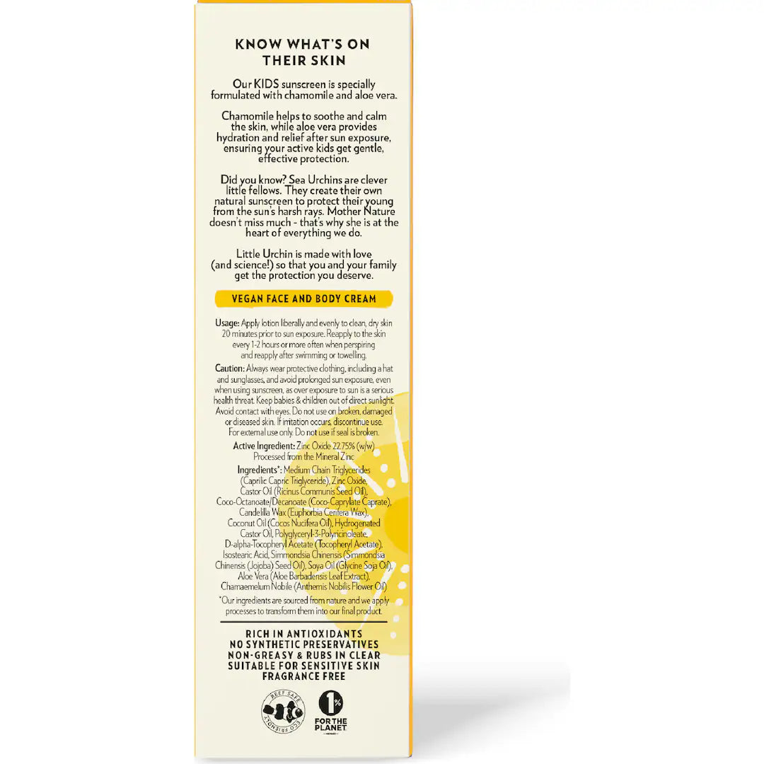 Little Urchin | KIDS NATURAL CLEAR ZINC SUNSCREEN SPF 50, 100G