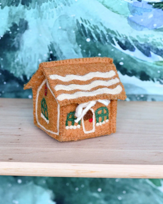 Tara Treasures | Felt Gingerbread House - Green Windows