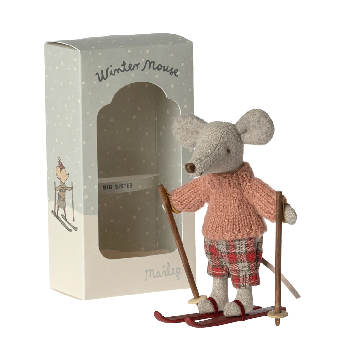 Maileg | Winter Mouse with Skis - Big Sister