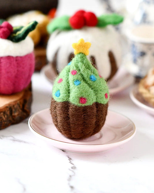 Tara Treasures | Felt Cupcake - Christmas Tree