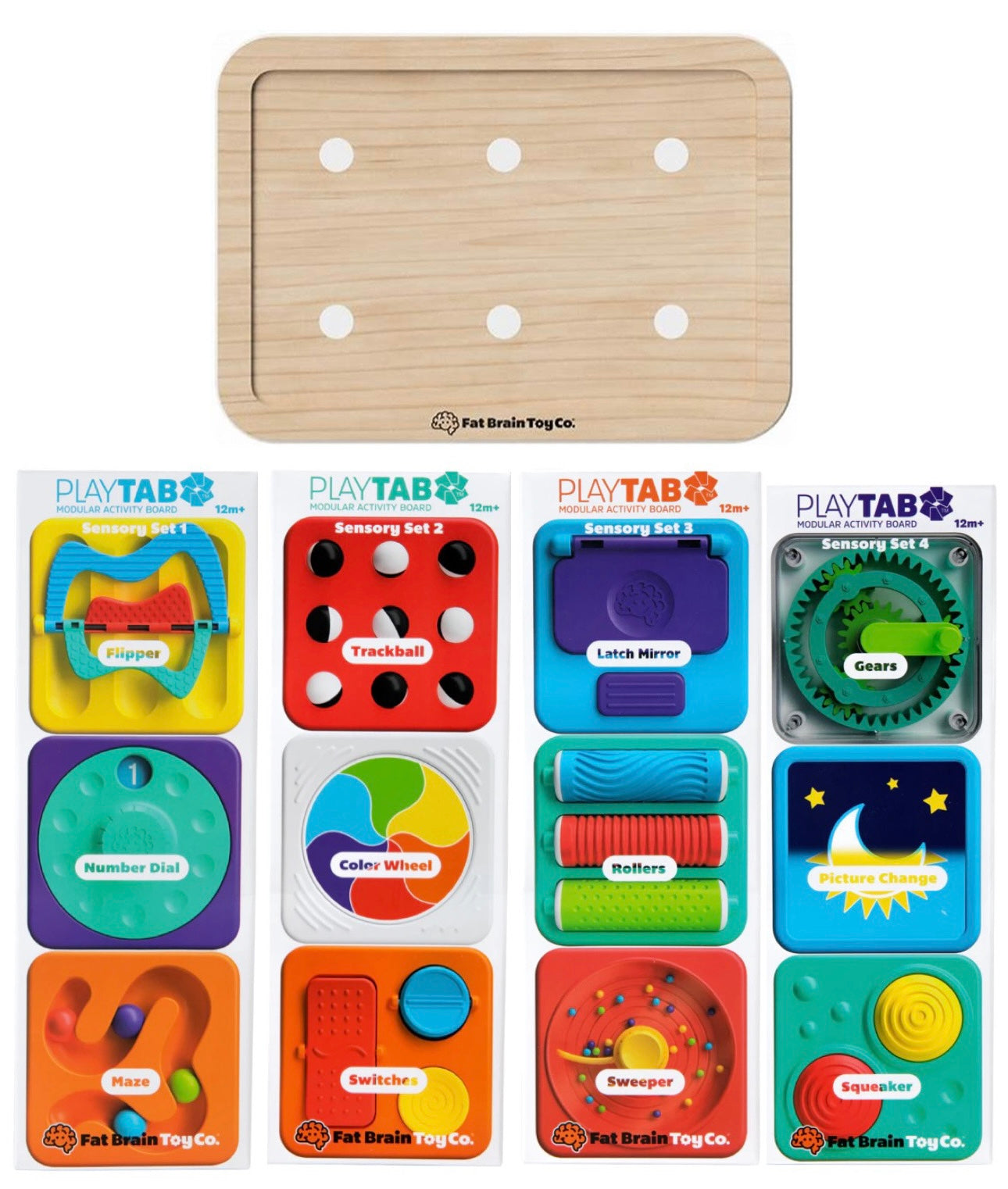 Fat Brain Toys | PlayTab: Modular Activity Board – Peach & Pip