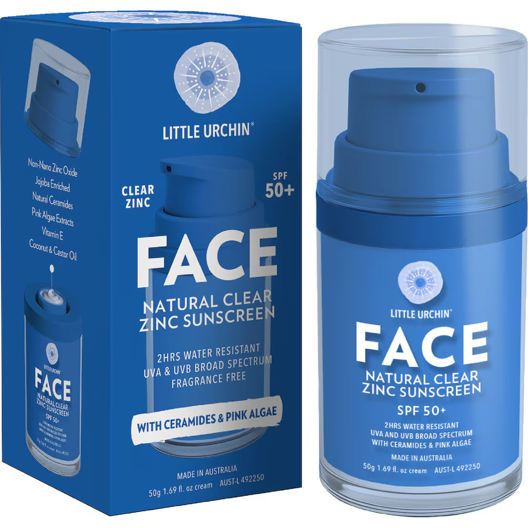 Little Urchin | NATURAL FACE CLEAR ZINC SUNSCREEN SPF 50+, 50G
