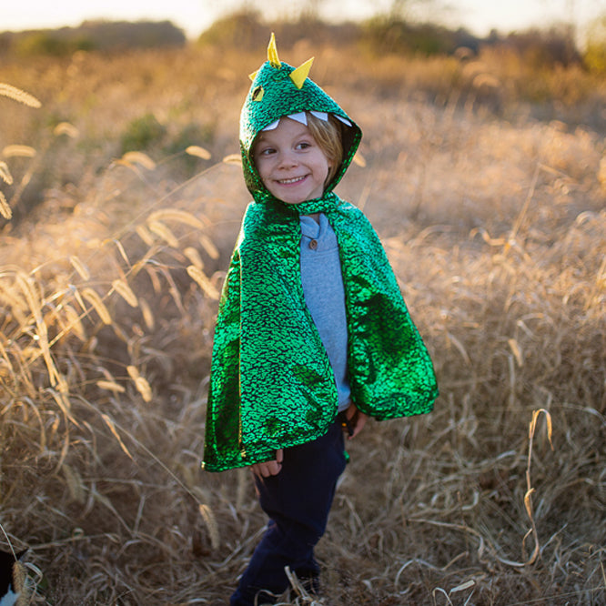 Great Pretenders | Metallic Green Dragon Cape 2-3y