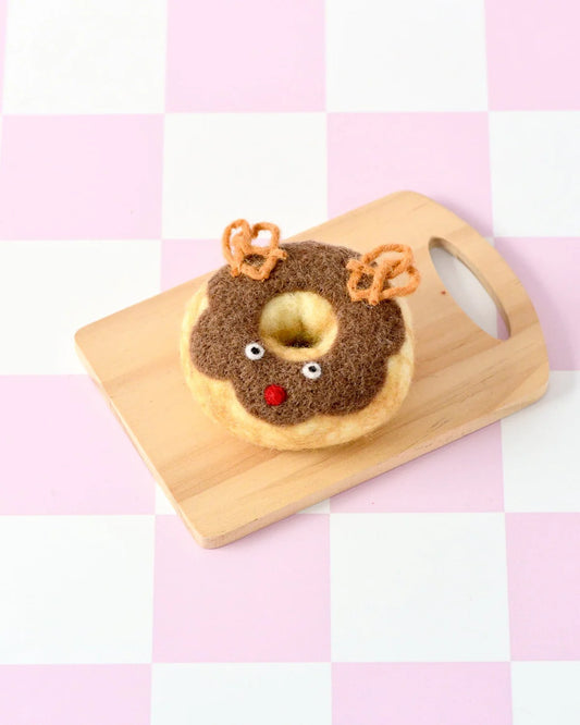 Tara Treasures | Felt Christmas Donut - Reindeer with Salted Pretzels