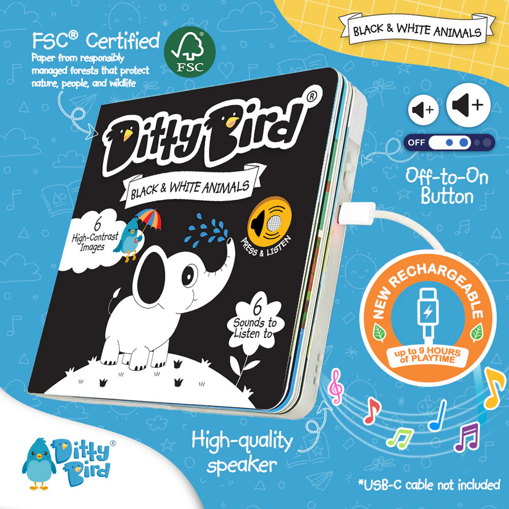 Ditty Bird | Sound Book - Black & White Animals