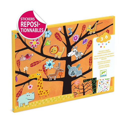 Djeco | Tree Climb 30 pc Reusable Puffy Stickers
