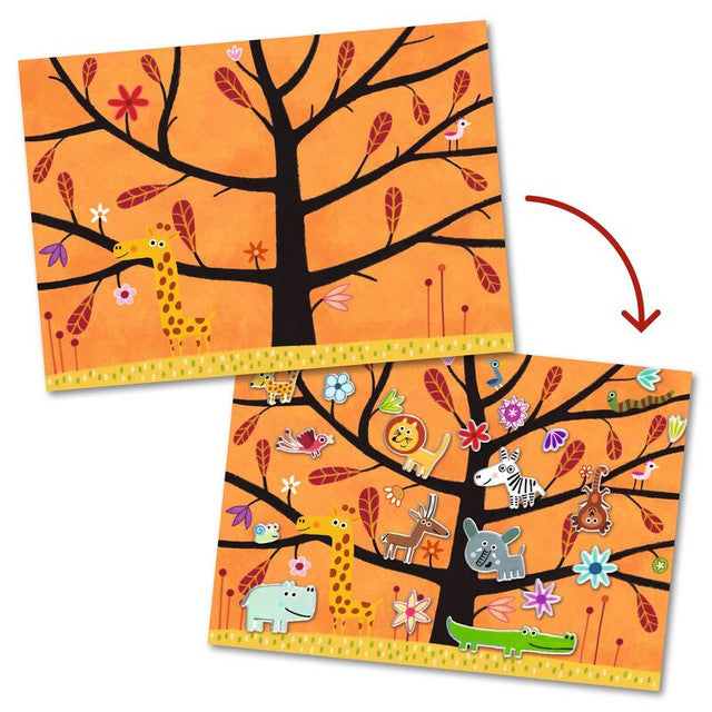 Djeco | Tree Climb 30 pc Reusable Puffy Stickers