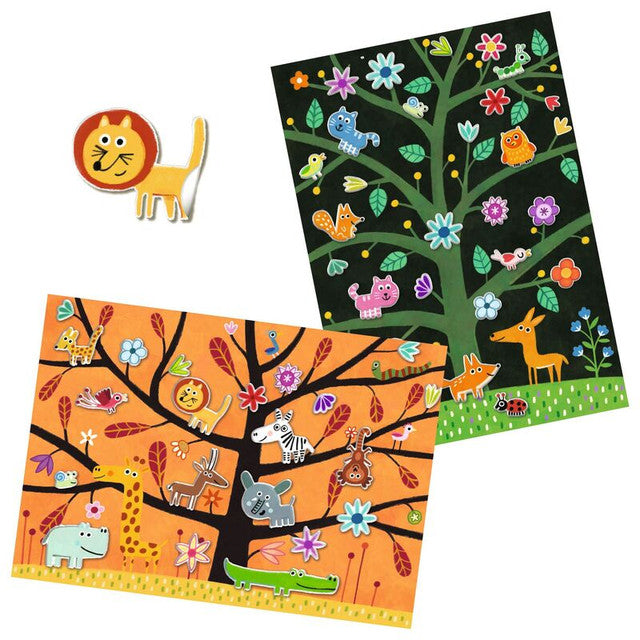 Djeco | Tree Climb 30 pc Reusable Puffy Stickers
