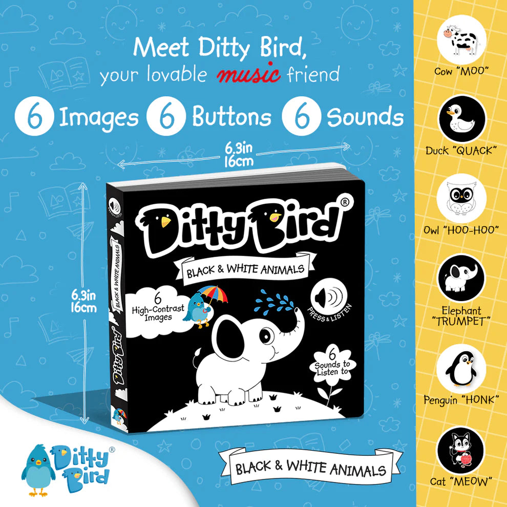 Ditty Bird | Sound Book - Black & White Animals