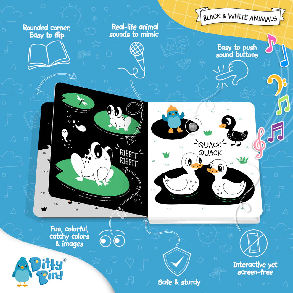 Ditty Bird | Sound Book - Black & White Animals