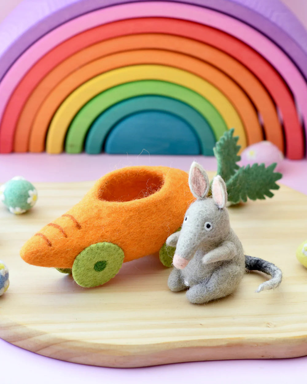 Tara Treasures | Felt Rabbit/Bilby with Carrot Car
