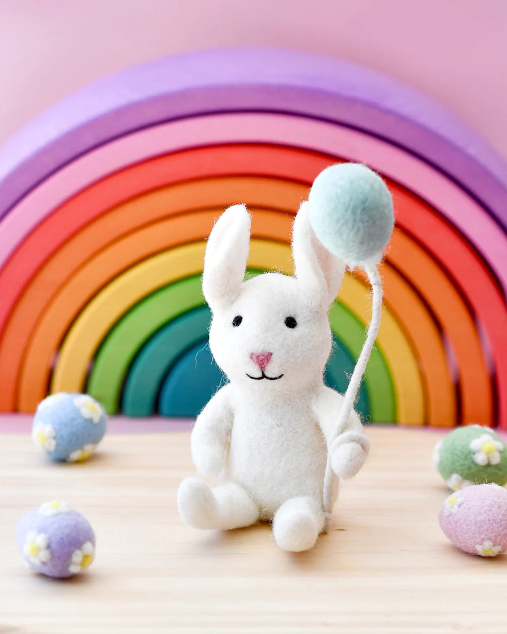 Tara Treasures | Felt Rabbit/Bilby with Balloon – Peach & Pip