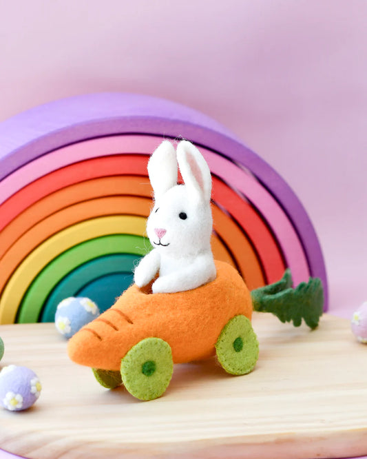 Tara Treasures | Felt Rabbit/Bilby with Carrot Car