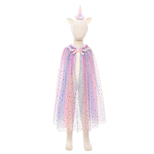 Great Pretenders | Rainbow Unicorn Cape & Headband (size 4-6)