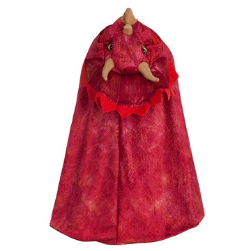 Great Pretenders | Red Triceratops Hooded Cape (Size 4-5)