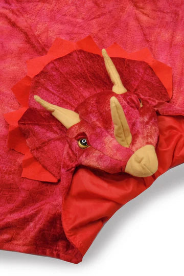 Great Pretenders | Red Triceratops Hooded Cape (Size 4-5)
