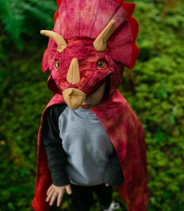 Great Pretenders | Red Triceratops Hooded Cape (Size 4-5)