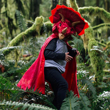 Great Pretenders | Red Triceratops Hooded Cape (Size 4-5)