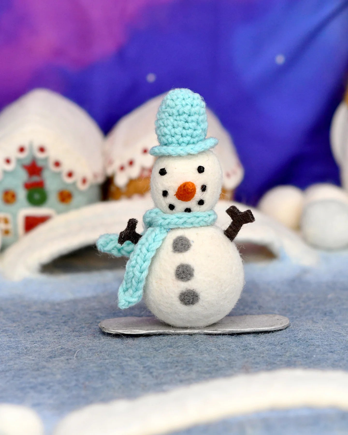 Tara Treasures | Felt Snowman on Snowboard Ornament