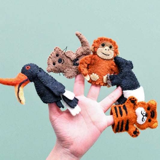 Tara Treasures | Finger Puppet Set - Asian Tropical Rainforest Animals