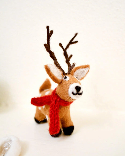 Tara Treasures | Felt Reindeer with Red Scarf