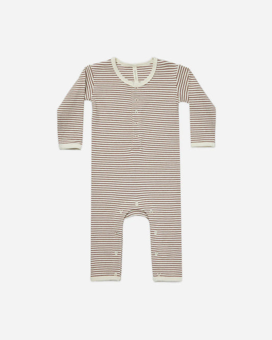Quincy Mae | Ribbed Baby Jumpsuit - Plum Stripe