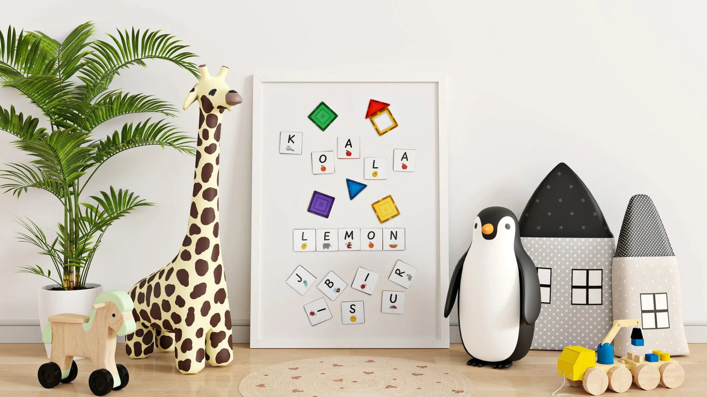 Learn & Grow Toys | Magnetic Tile Topper - Alphabet Upper Case Pack (40 Piece)