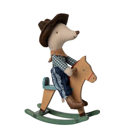 Maileg | Cowboy Mouse on Rocking Horse