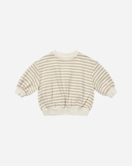 Quincy Mae | Relaxed Fleece Sweatshirt - Sand Stripe