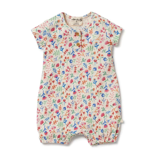 Wilson + Frenchy | Crinkle Henley Playsuit - Tropical Garden