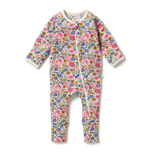 Wilson + Frenchy | Organic Zipsuit (with feet) - Bunny Hop