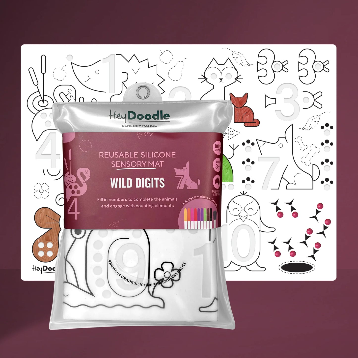Hey Doodle | Silicone Sensory & Colouring Mat (various)