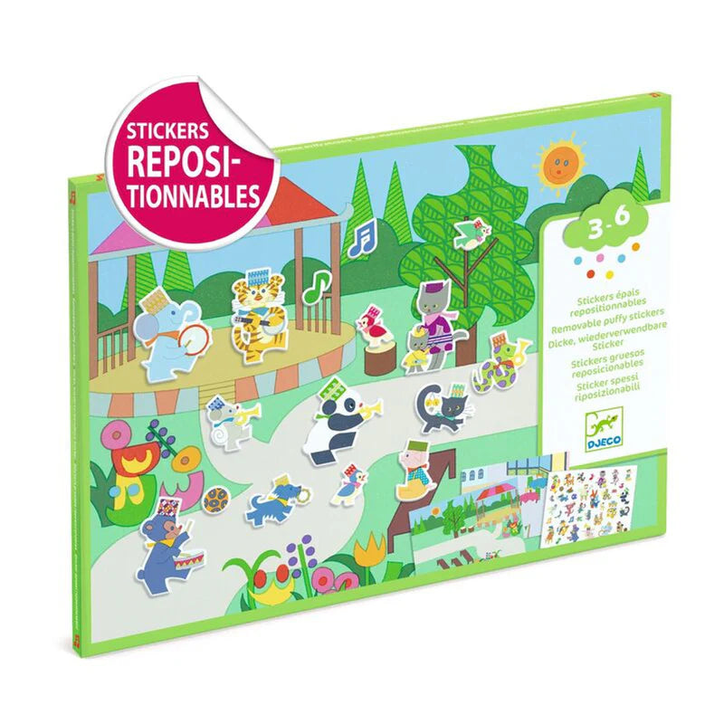 Djeco | Fanfare 30 pc Reusable Puffy Stickers