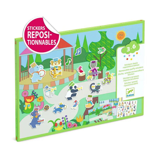 Djeco | Fanfare 30 pc Reusable Puffy Stickers