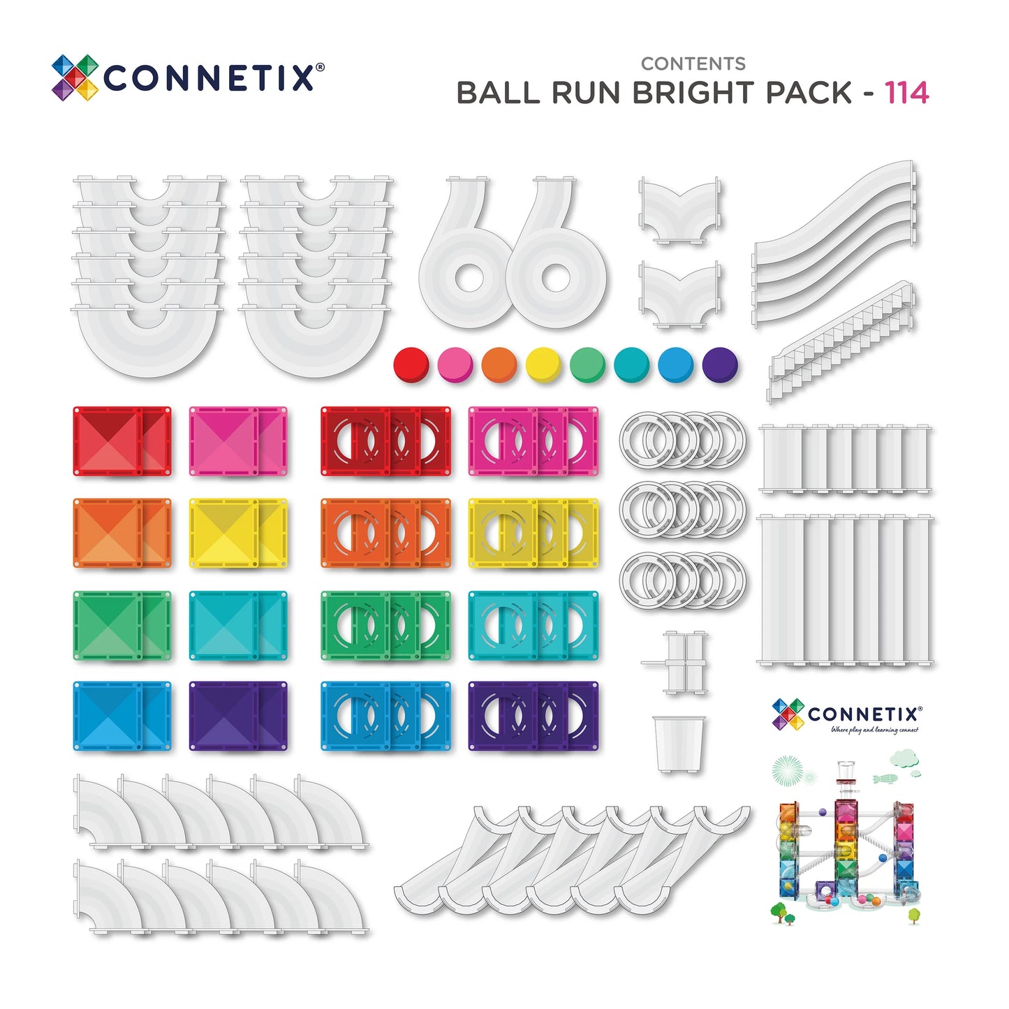 Connetix | Ball Run Pack - Bright (114pc)