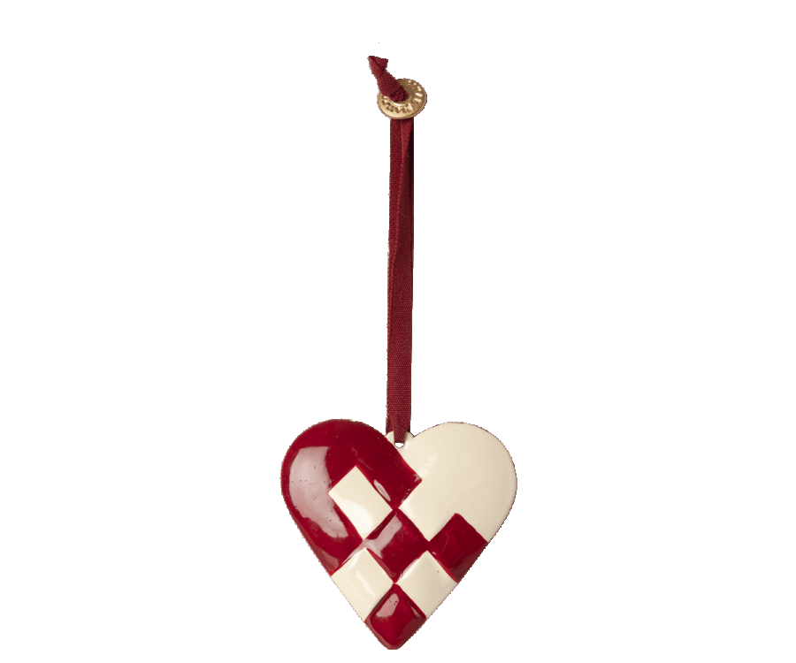 Maileg | Metal Ornament - Red Braided Heart