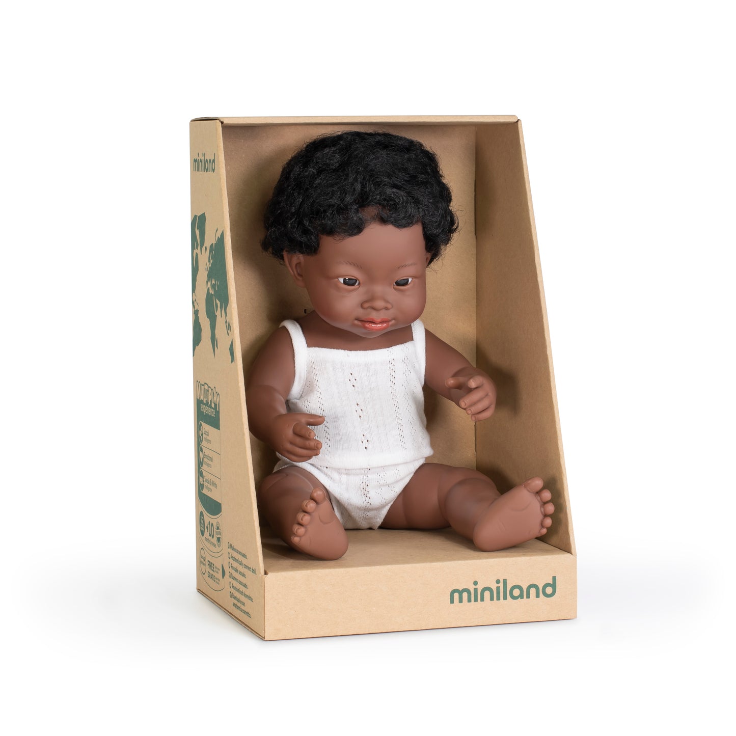 Miniland Doll | Anatomically Correct Baby, African Boy With Down Syndrome 38cm